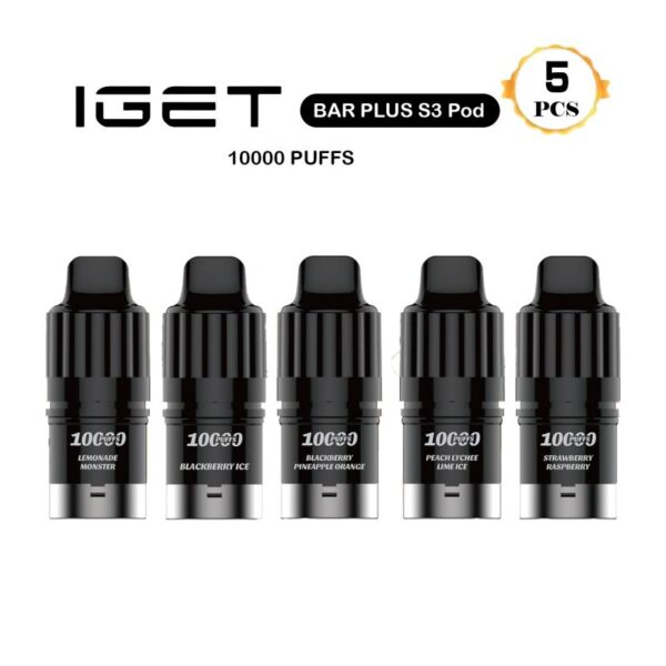 5 PCS IGET Bar Plus S3 Pod （10000 Puffs）